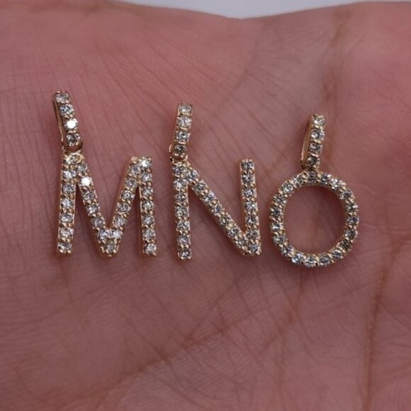 14Kt Gold Initial Letter 0.36 Ct Lab Grown Diamond Pendant - Picture 5 of 10